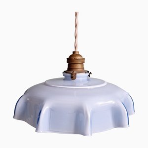 Art Deco Hängelampe aus bogenförmigem Opalglas & Blau/Mauve Farbe, 1930er