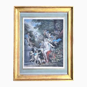 Jean Frederic Schall, The Season of Love, 1800s, Etching with Watercolor, Framed