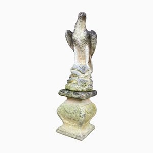 Weathered Stone Statue of Eagle on Plinth, 1960s