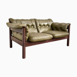 Mid-Century Leather Sofa in the style of Percival Lafer, 1970s