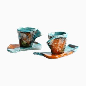 Yin & Yang Espresso Cup and Saucer Set by Teresa Monmas, Set of 2