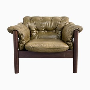 Mid-Century Leather Armchair in the style of Percival Lafer, 1970s