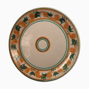 Large Vintage Caltagirone Majolica Hand-Painted Hanging Plate, 1960s
