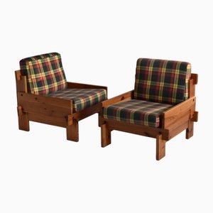 Ignoto zugeschriebene Kiefernholz Sessel, 1970er, 2er Set