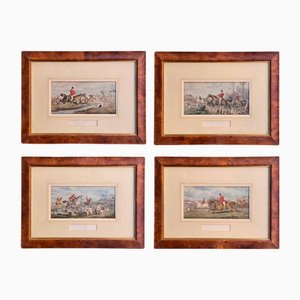 Inglis Sheldon-Williams, Fox Hunting, 1870, Etchings, Framed, Set of 4