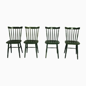 Green Chairs from Ton, 1980s, Set of 4