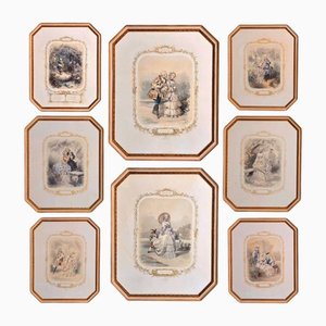Eugène Charles François Guérard, The Week of Love, 1837, Lithographs, Framed, Set of 8