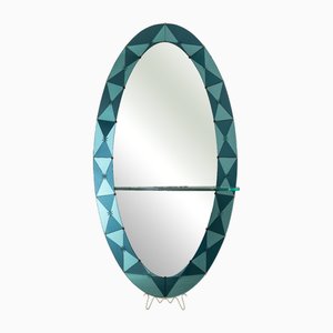 Large Oval Mirror from Cristal Art, 1950s
