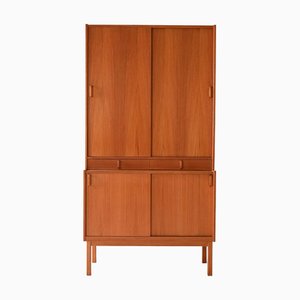 Scandinavian Teak Wardrobe with Sliding Doors from Bodafors, 1950s