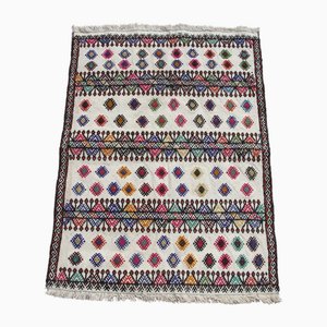 Small Vintage Doormat Cotton Kilim Rug