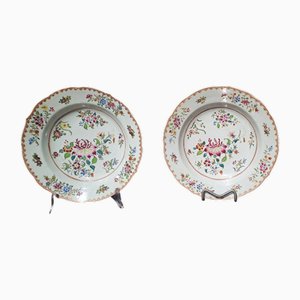 Platos familiares rosados de Qianlong, China, 1795. Juego de 2