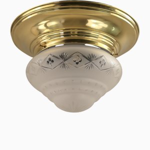 Art Deco Cut Glass Ceiling Lamp, Austria, 1920s