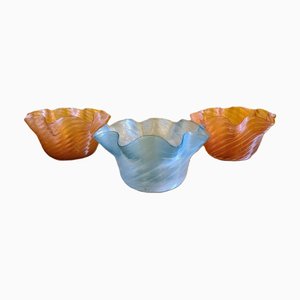 Scodelle vittoriane in vetro di Stevens & Williams, 1890, set di 3