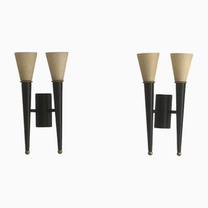 Postmoderne Flambeaux Wandlampen im Art Deco Stil, 1990er, 2er Set