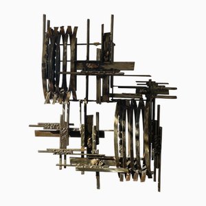 Escultura de pared brutalista grande, Brasil, años 50