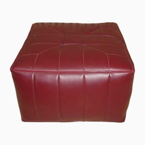 Ottoman in Wine Red Faux Leather, 1970s