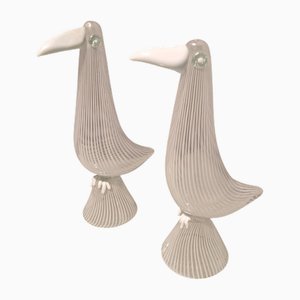 Geblasene Glasskulpturen mit halber Filigranverzierung von Fulvio Bianconi für Venini, 1960er, 2er Set