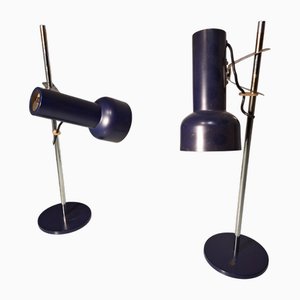 Verstellbare Tischlampen aus blauem Aluminium von Valenti Spring für Valenti Luce, 1960er, 2er Set