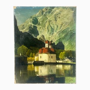 J. Peeters, St. Bartholomä am Königssee, Öl auf Leinwand, 1955