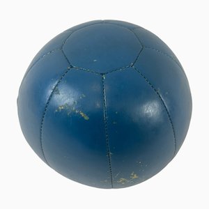 Vintage Blue Leather Medicine Ball, 1960s