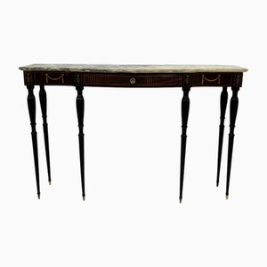Mid-Century Italian Console Marble Top with Brass Details with Drawer on the Front, 1950s