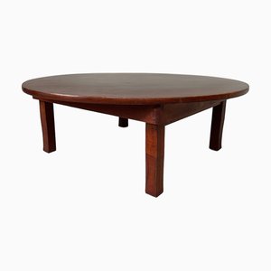 Mesa baja tradicional Shōwa redonda, Japón, años 60