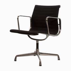 Black Hopsack Desk Chair EA108 with Chrome Steel Base by Charles and Ray Eames for Vitra, 1960s