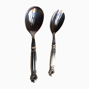 Mid-Century King Acorn Salatbesteck von Johan Rohde für Georg Jensen, 2er Set