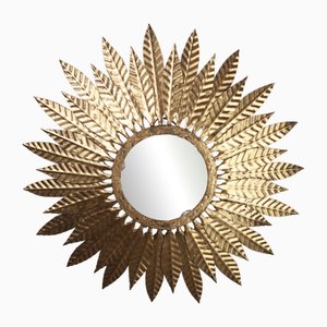 Vergoldete Sunburst Federlampe, 1960er