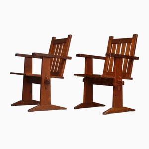 Set of Scandinavian Oregon Pine Armchairs, 1930s