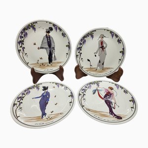 Porcelain Plates with Art Deco Decor from Villeroy & Boch, 1980s, Set of 4