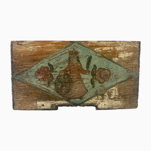 Antique Slovenian Folk Art Beehive Front Board with Saint Catherine of Alexandria, 19th Century