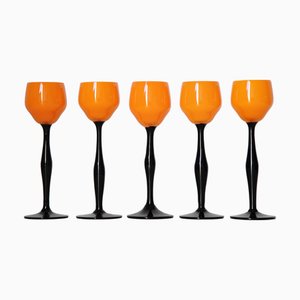 Art Deco Liqueur Glasses, Former Czechoslovakia, 1920s, Set of 5