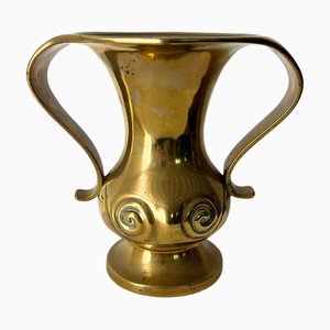Edo Messingvase mit Doppelhenkeln und Spiralmotiven, 1900er
