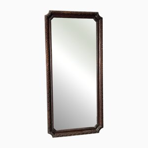 Carved Oak Mirror with Corner Cut-Outs, British, 19th Century