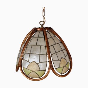 Italian Bamboo Pendant Lamp, 1970s