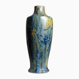 Petit Vase Art Déco en Grès avec Émaux Cristallins par Alfred Renoleau