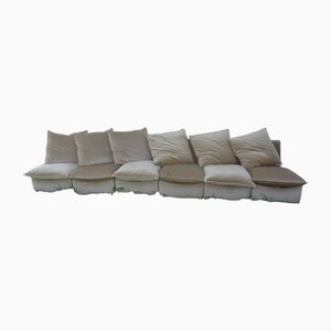 Sectional Sofa in Shaved Velvet with Down Padding and Walnut Feet, 1960s, Set of 6