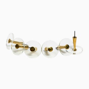 Coat Hooks in Brass and Acrylic Glass from Vereinigte Werkstätten, 1970s, Set of 6
