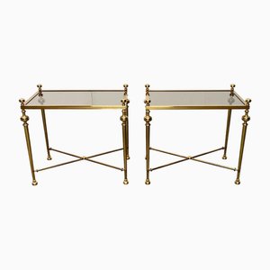 Neoklassische Mid-Century Beistelltische aus Messing & Glas im Hollywood Regency Stil, Vereinigte Werkstätten zugeschrieben, Deutschland, 1960er, 2er Set