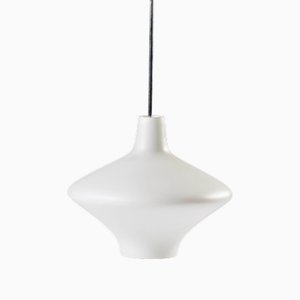 Vintage Pendant Lamp in White Glass by Valasske Mezirici, Czechoslovakia, 1960