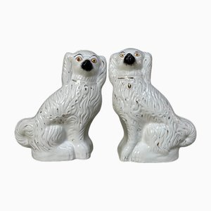 Chiens du Staffordshire en Céramique Début du 20ème Siècle, Set de 2