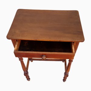 Antique Table in Walnut with Turned Legs and Drawer
