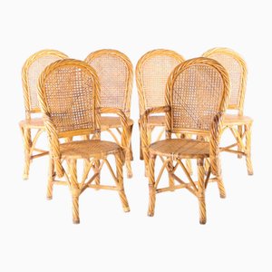 Chaises Vintage en Rotin, 1970s, Set de 6