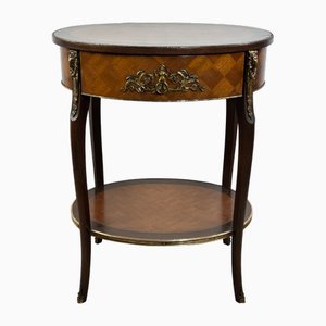 Transitional Louis XV Style Pedestal Table in Cube Marquetry, 1930s
