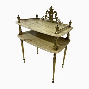Brass Etagere with Marble Shelves from Portugal, 1950s
