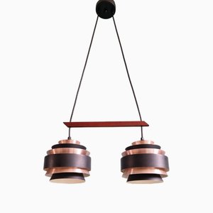 Scandinavian Pendant in Anodized Aluminum and Black Lacquered Metal attributed to Carl Thore, 1960s