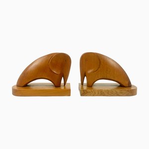 Mid-Century Carved Elephant Bookends from Rhön Kunst, 1960s, Set of 2