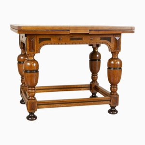 Dutch Extendable Oak Side Table, Late 19th Century