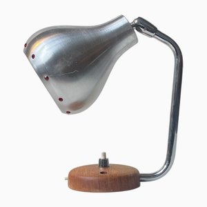 Scandinavian Space Age Wall Lamp in Teak and Jewel Set Aluminum, 1950s
